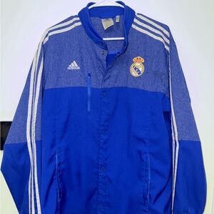 Vintage Adidas Real Madrid Football Jacket Soccer Track Top Blue Men SZ XL Used